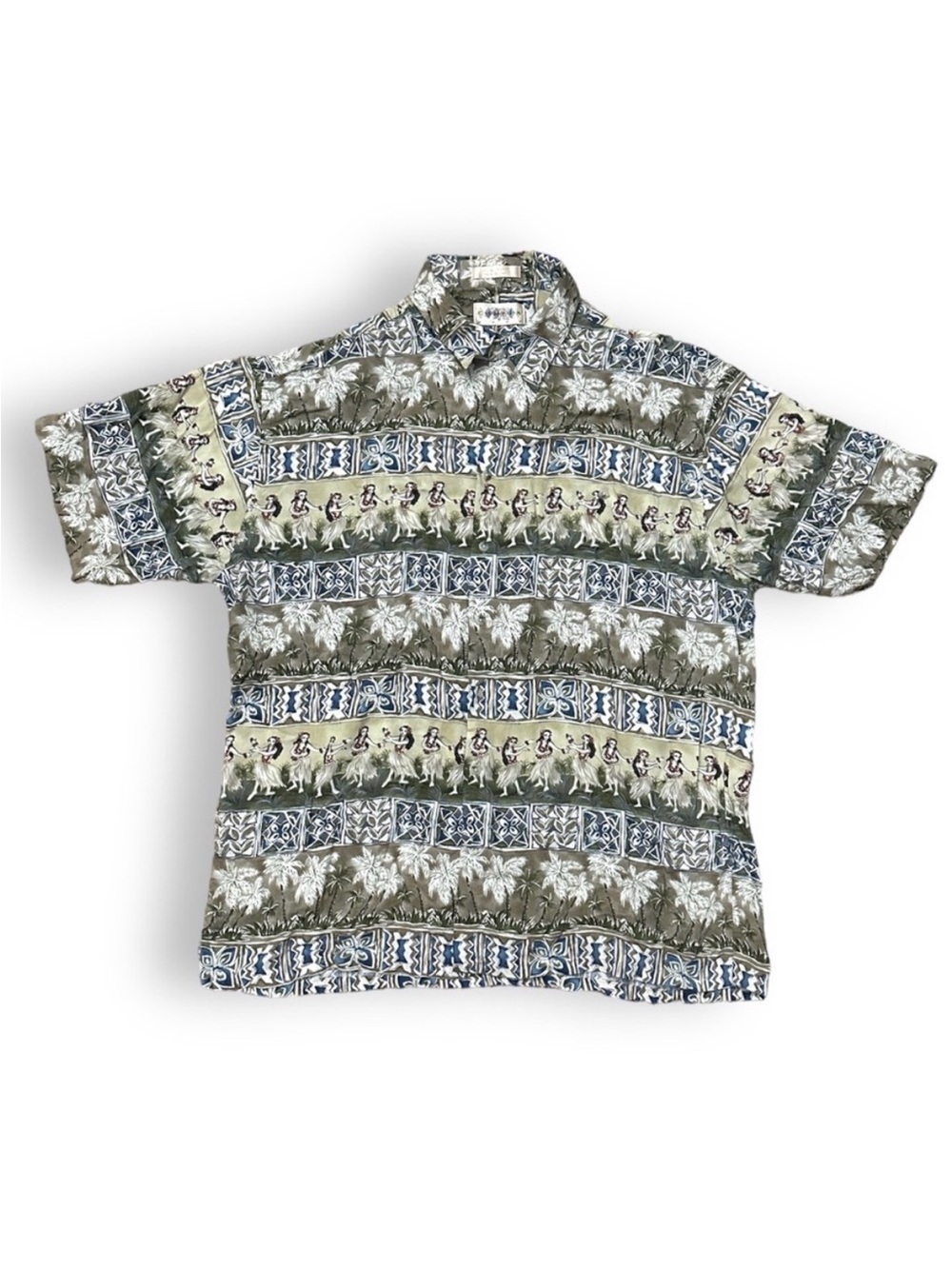 Vintage Campia Moda Tan Button Up Hawaiian Shirt Short Sleeve Men’s Size 2X